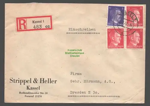 B9446 R-Brief Gebr. Hörmann A.-G. Kassel 1 cc 1942 Strippel & Heller