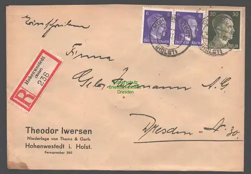 B9436 R-Brief Gebr. Hörmann A.-G. Hohenwestedt (Holst) 1943 Theodor Iwersen