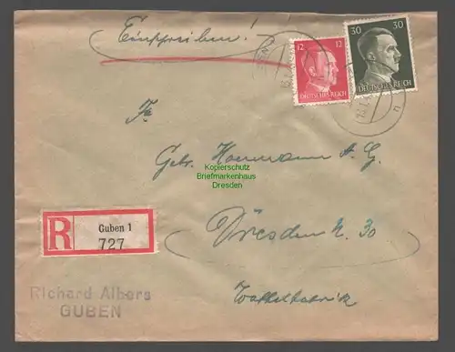 B9393 R-Brief Gebr. Hörmann A.-G. Guben 1 1943 Richard Albers