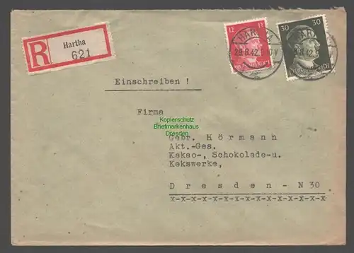 B9424 R-Brief Gebr. Hörmann A.-G. Hartha 1942 Richard Wilde