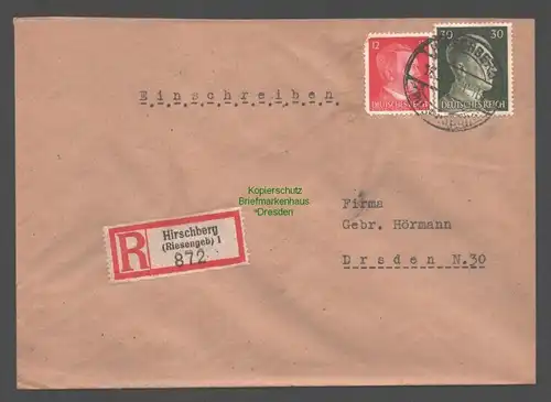 B9434 R-Brief Gebr. Hörmann A.-G. Hirschberg (Riesengeb) 1 Aulich & Nieborowski