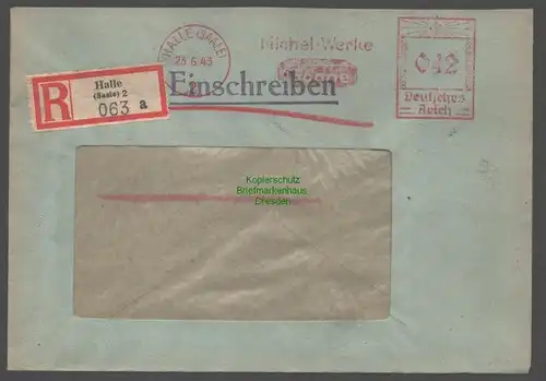 B9403 R-Brief Gebr. Hörmann A.-G. Halle (Saale) 2 a 1943 Geiseltal Einkaufsgen