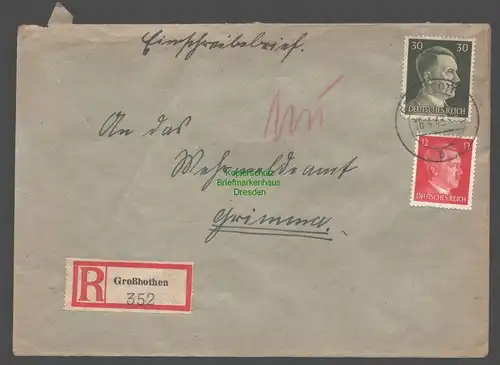 B9387 R-Brief Gebr. Hörmann A.-G.  1943  An das Wehrmeldeamt in Grimma