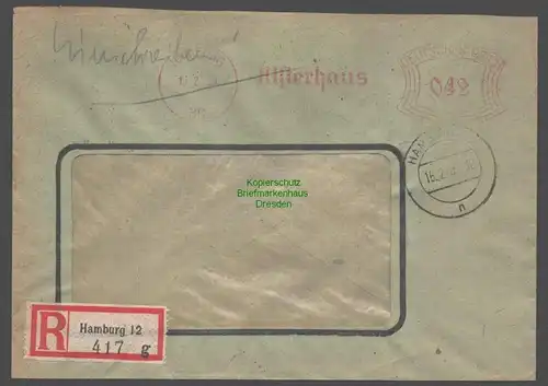 B9412 R-Brief Gebr. Hörmann A.-G. Hamburg 12 g 417 1943