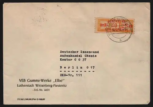 B11906 DDR ZKD Brief Wittenberg Lutherstadt 1958 17 F 01123 nach Berlin Elbit