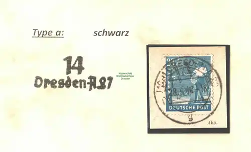 h5774 SBZ Handstempel Bezirk 14 Dresden A27 20 Pfg. Briefstück geprüft BPP