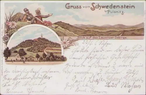 170824 AK Schwedenstein bei Pulsnitz Litho 1899