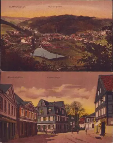 170734 2 AK Gummersbach Kaiser Straße Mühlen Straße um 1925