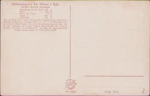 170706 AK Bobertalsperre bei Mauer i. Riesengebirge Elektrizitätswerk um 1920