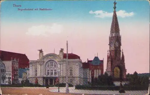 170641 AK Thorn Torun Wpr. um 1915 Siegesdenkmal Stadttheater