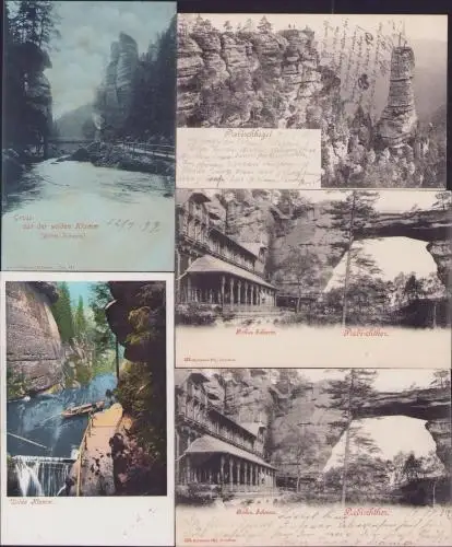 170582 5 AK Böhm. Schweiz Prebischtor 1899 Wilde Klamm Prebischkegel