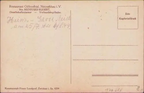 170525 AK Netzschkau i. V. Restaurant Götzschtal 1944