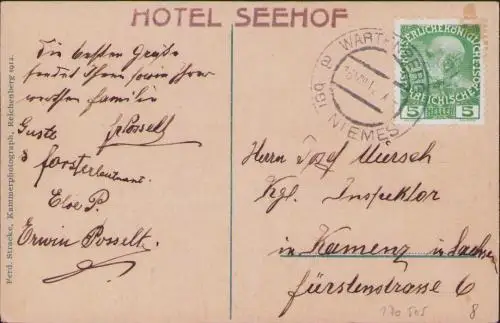 170505 AK Hamr na Jezere Hammer am See 1912 Hotel Seehof