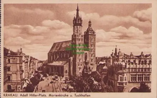 170498 AK Krakau Krakow 1941 Platz Kirche Tuchhallen