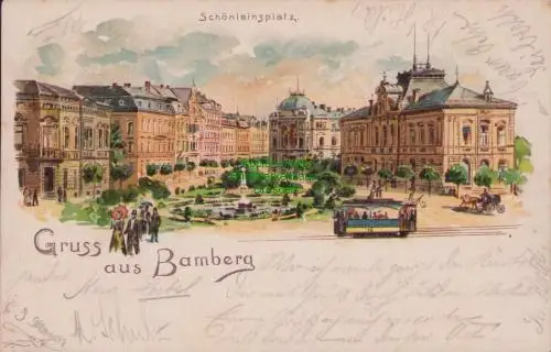 170496 AK Bamberg 1901 Litho Schönleinsplatz Künstlerkarte