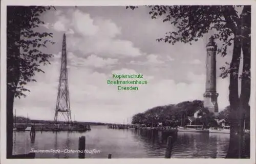 170484 AK Osternothafen Swinoujscie Swinemünde Leuchtturm um 1935