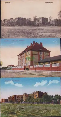 170466 3 AK Berlin Spandau 1915 Train Kaserne Scheinwerfer Abteilung