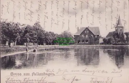 170432 AK Falkenhagen Mark 1907 See Teich Kirche