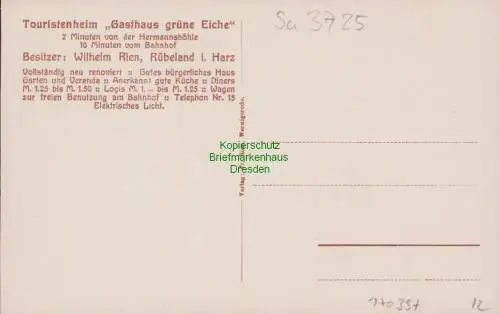 170397 AK Rübeland Touristenheim Gasthaus grüne Eiche um 1910 An der Bode mit