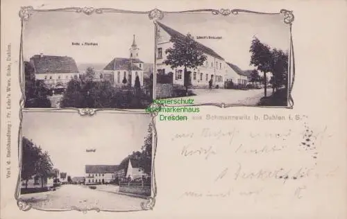 170347 AK Schmannewitz bei Dahlen i. Sa. 1908 Gasthof Schmidts Restaurant Kirche