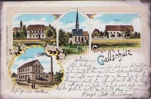 170342 AK Gallschütz Nossen Kr. Meißen Schule Kirche Gasthof Dampfmolkerei 1903