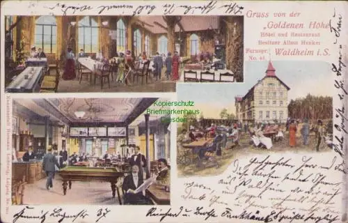 170340 AK Waldheim Sachs. Goldene Höhe 1902 Hotel Restaurant