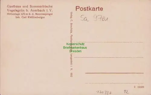 170337 AK Vogelsgrün Auerbach im Vogtland 1912 Gasthaus Post