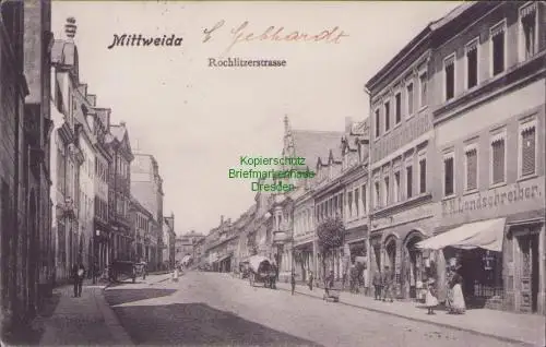 170325 AK Mittweida i. Sa. 1904 Rochlitzer Straße Geschäft E. H. Landschreiber