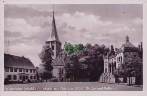 170310 AK Wittenburg Meckl. Markt mit Oderichs Hotel Kirche Rathaus 1949