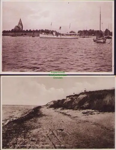 170307 2 AK Insel Poel Hafen um 1935 Kirche Dampfer Kirchdorf Hohes Ufer