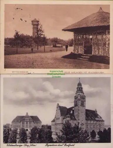 170300 2 AK Wittenberge a. d. Elbe 1915 Neue Anlagen m Wasserturm Lyzeum Rathaus