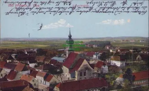 170298 AK Pretzsch Elbe 1917 Gesamtansicht Panorama Kirche