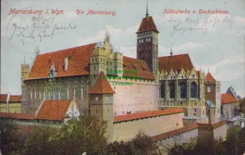 170288 AK Marienburg Wpr. Südostecke v. Hochschloss 1907