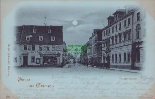 170252 AK Grimma 1899 Langestrasse Gasthof zum goldenen Löwen Eisenawaren Quaas