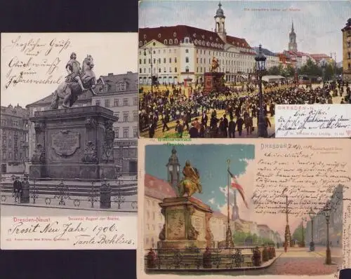 170203 3 AK Dresden Neustadt Litho Künstlerkarte Denkmal August der Starke 1904