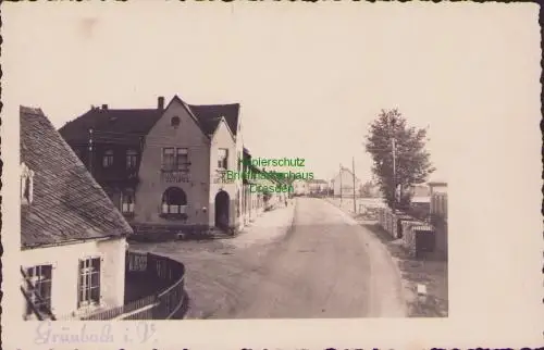 170191 Grünbach Vogtland Sachsen Foto im AK Format Gasthaus zum Adler um 1955