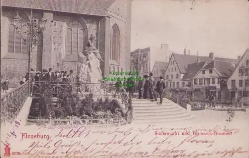 170164 AK Flensburg Südermarkt und Bismarckdenkmal 1903