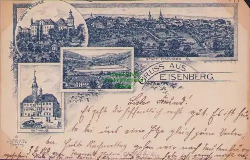 170094 AK Eisenberg Federlitho 1894 Vorläufer Rathaus Mühltal Verlag Dibbern