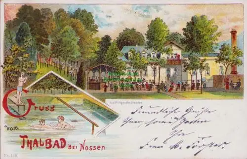 170057 AK Litho Thalbad bei Nossen 1900 Restaurant Gasthaus