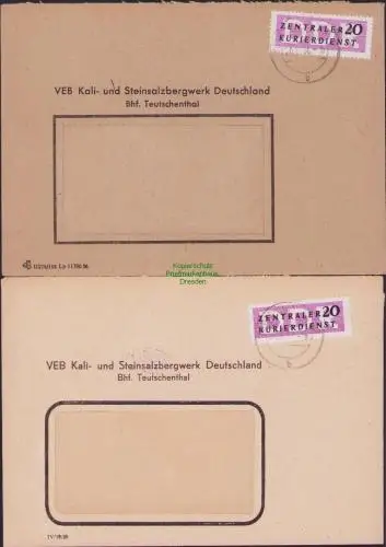 B15759 2x Brief DDR ZKD 7 1956  1957 VEB Kali- und Steinsalzwerk Deutschland Bhf