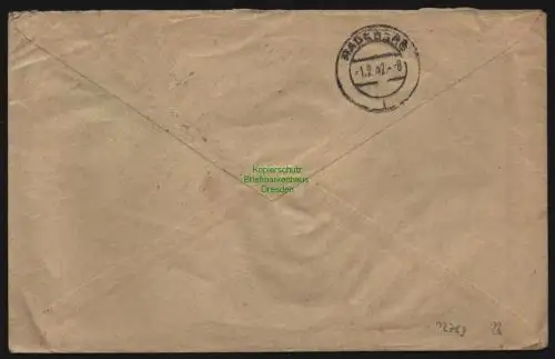 B12763 Brief Prag Praha 1942 nach Feldschlösschen b. Radeberg Einschreiben