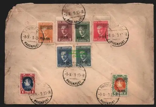 B11532 Brief Albanien 202 - 209 Auflage nur 5000 Sätze König Zogu I. Mandapost