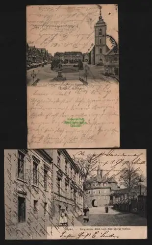 150931 2 AK Siegen 1904 Burgstrasse Oberes Schloss Marktplatz