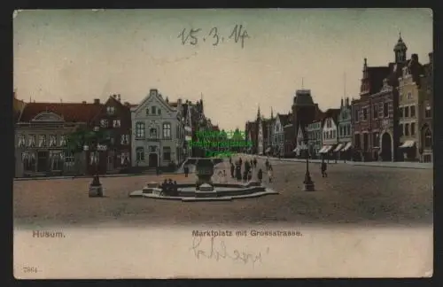 150969 AK Husum 1914 Marktplatz mit Grossstrasse