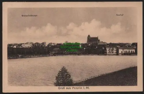 151056 AK Penzlin i. M. 1930 Wallschlösschen Seehof Panorama