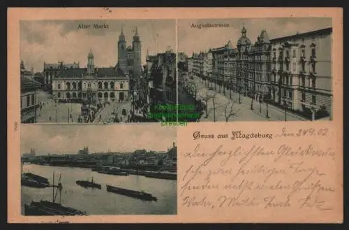150995 AK Magdeburg 1902 Alter Markt Augustastrasse Elbe Panorana