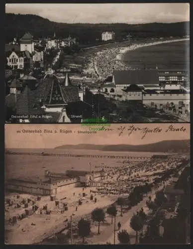 151043 2 AK Ostseebad Binz auf Rügen Villen Strand 1931 Strandpartie 1913