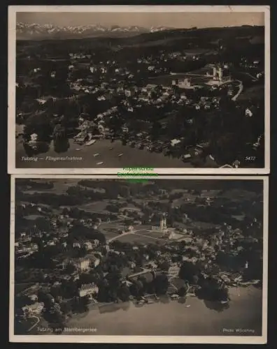 150400 2 AK Tutzing am Starnberger See 1934 Luftbild Fotokarte Fliegeraufnahme