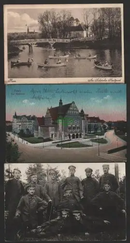 150066 3 AK Posen Am Solatscher Stadtpark 1915 Kgl. Akademie Soldaten 1918