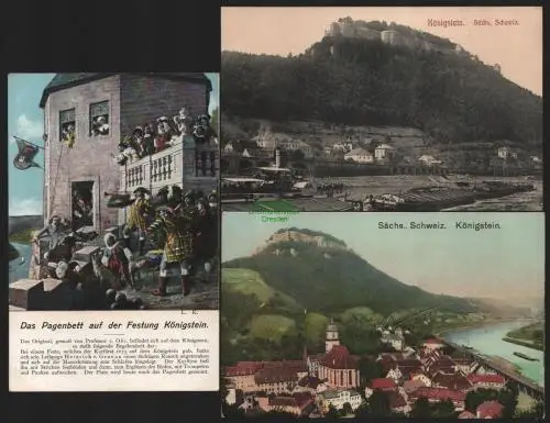 149574 3 AK Sächsische Schweiz Festung Königstein Pagenbett um 1910